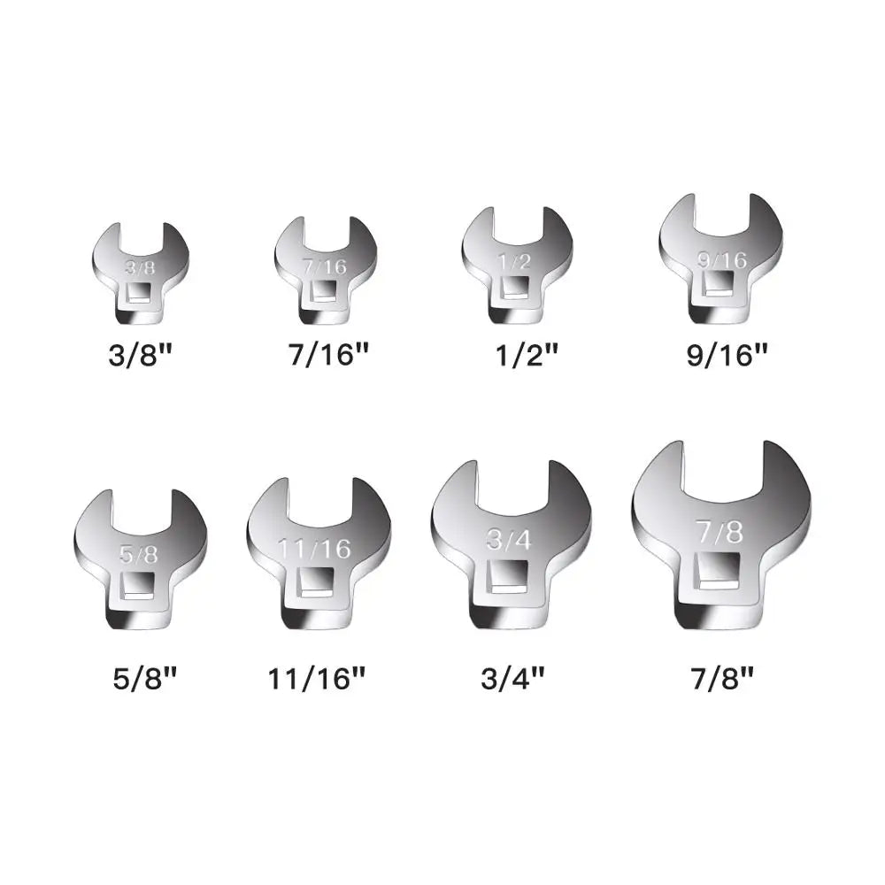 8 Piece 3/8 Inch Drive Crowfoot Wrench Set Crow Foot Wrench Metric/SAE